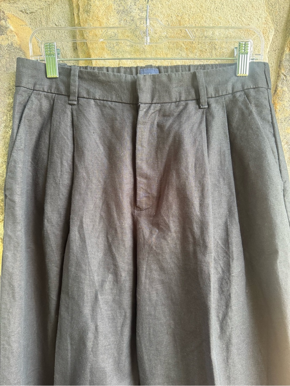 GAP 365 High-Rise Linen-Blend Black Wide-Leg Tailored Trousers 8 30” Inseam - Picture 3 of 16